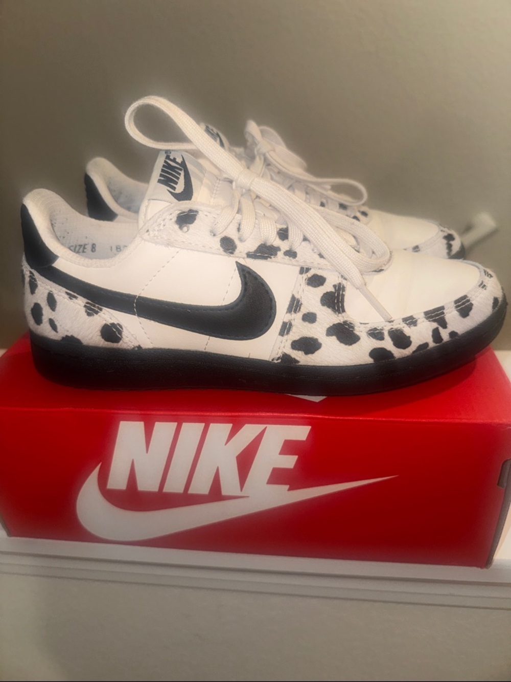Women’s Nike Field General White Sneakers with Black Spot Print